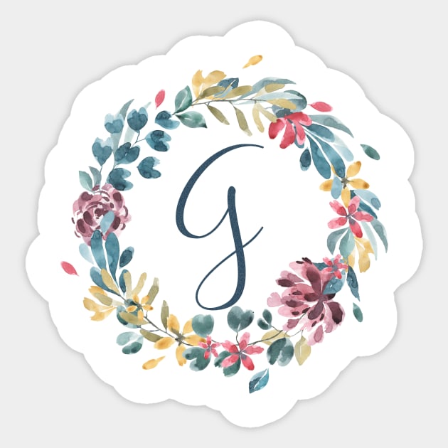 Floral Monogram G Colorful Full Blooms Sticker by floralmonogram
